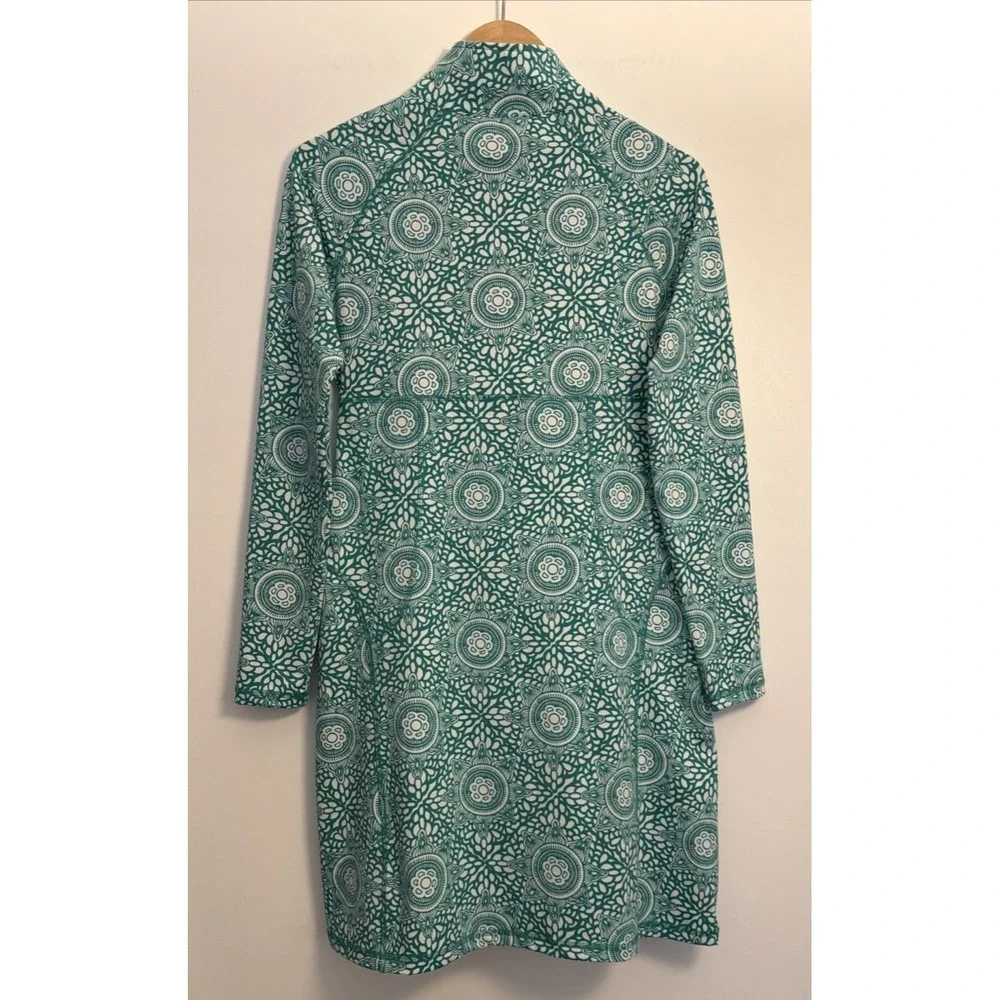 Soybu Dress Women's Size Small Green White Mock Neck Sport Quarter Zip Athletic